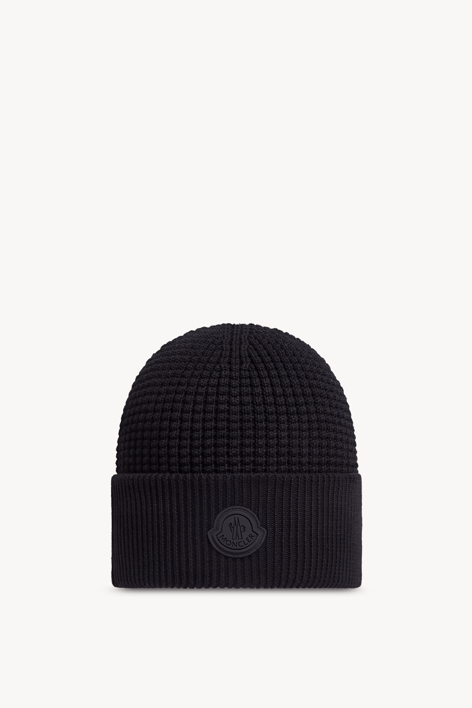 Logo Cotton Beanie Men Black Moncler 0